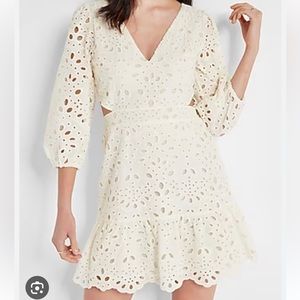 Express Eyelet Cut Out Tie Back Dress
